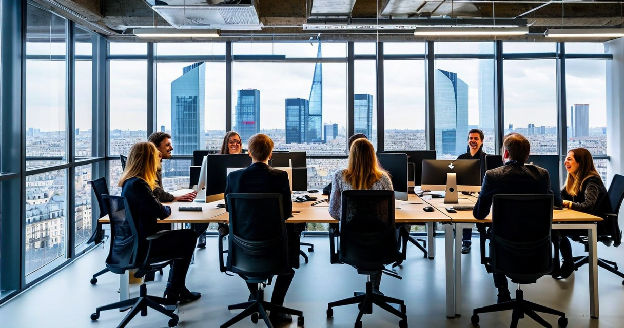 Webyn team in Paris office with investors